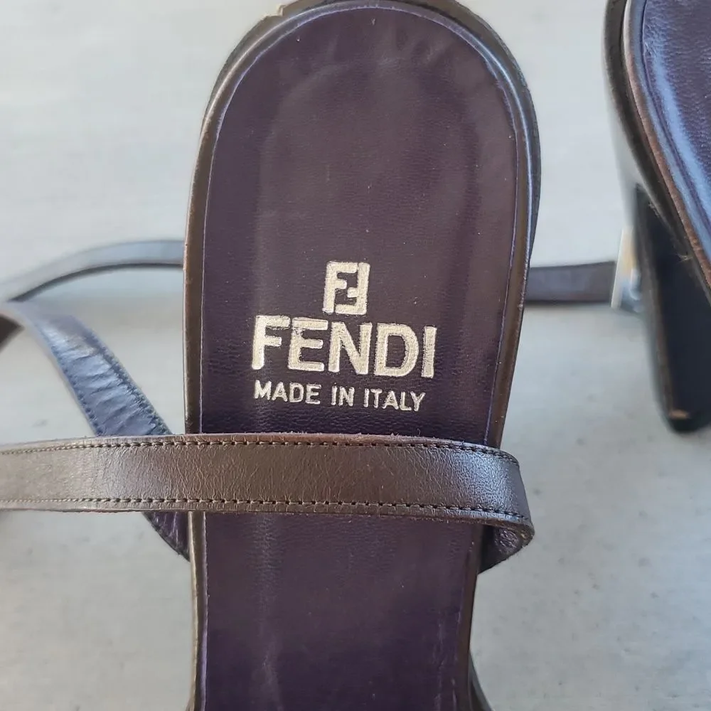 Fendi FF Monogram Slingback Mule Heels – Size 6.5M    A classic Fendi silhouette